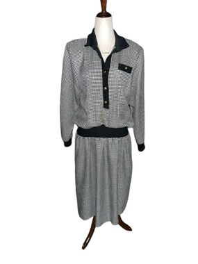 N.R.1 Ned Gould ~ Size 10 ~ Vintage ~ USA ~ Black & White ~ Checkered ~ Dress